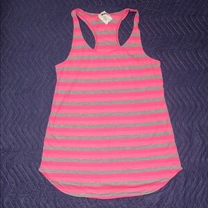 Pink and Gray Striped Women's Tank Top